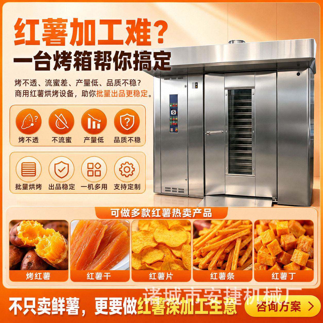 大型旋转烤炉商用红薯16盘32盘64盘电旋转烤箱效率烘烤地瓜设备