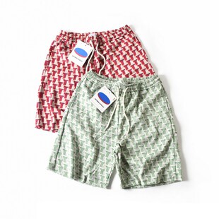 新款美式夏威夷风提花男士夏季潮流宽松直筒休闲沙滩五分裤中短裤