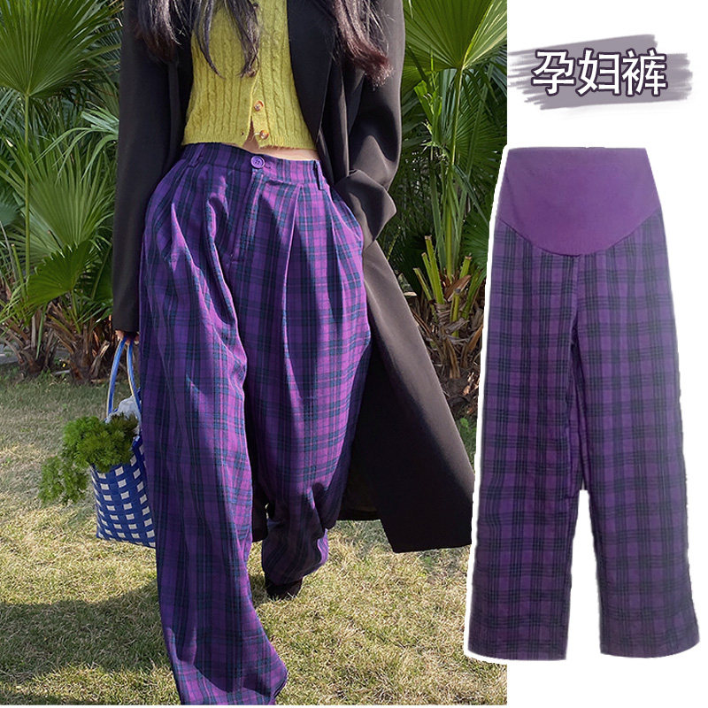 孕妇裤春秋外穿阔腿裤薄款夏季格子直筒裤夏装打底裤大码宽松,孕妇装/孕产妇用品/营养,孕妇休闲裤,淘宝优惠券,粉丝福利购,淘宝优惠卷
