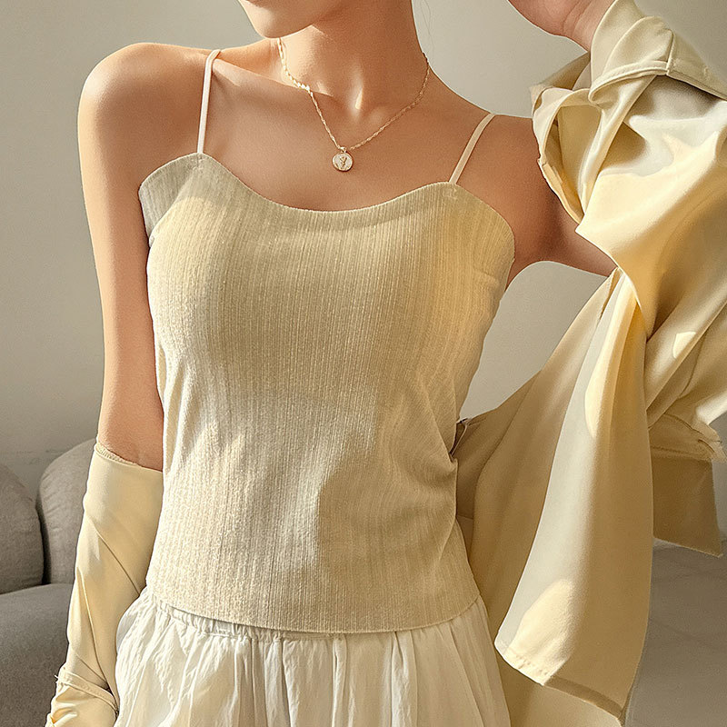 春夏季法式金丝绒吊带背心女内搭