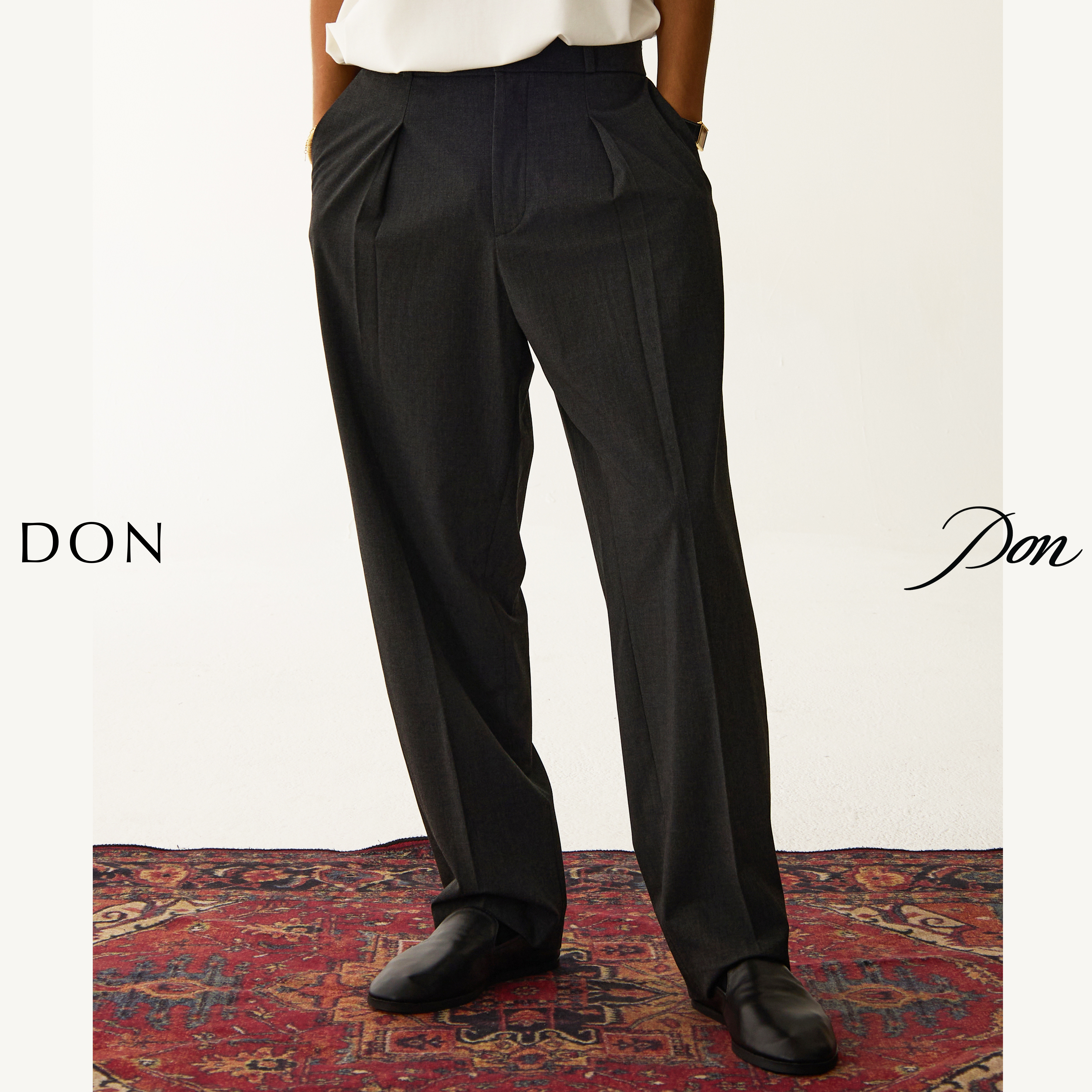 YUNG DON 2026春夏美式复古垂感西裤木质纹理长裤哑光老钱裤子
