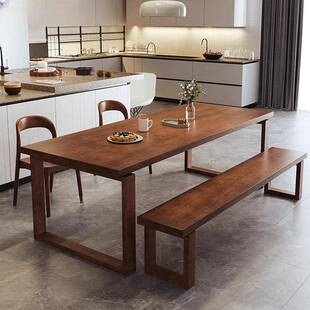 餐桌椅组合原木风家用餐厅长方形桌子饭桌纯实木桌子