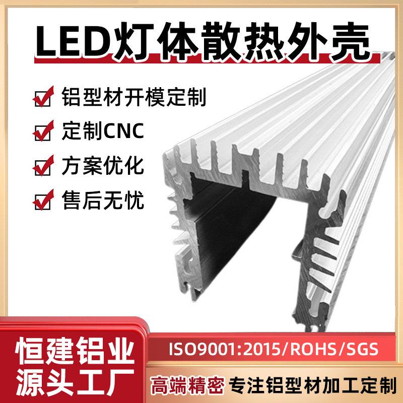 LED灯体散热外壳挤压CNC铝型材开模定制铝合金型材散热器外壳