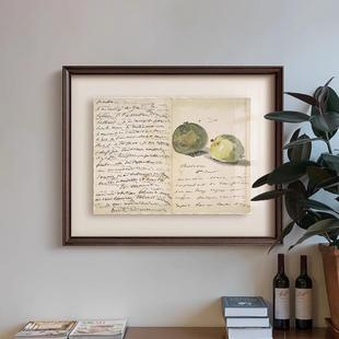 信 饰画中古挂画法式 印象派悬浮式 裱装 复古餐厅客厅壁画 装 马奈