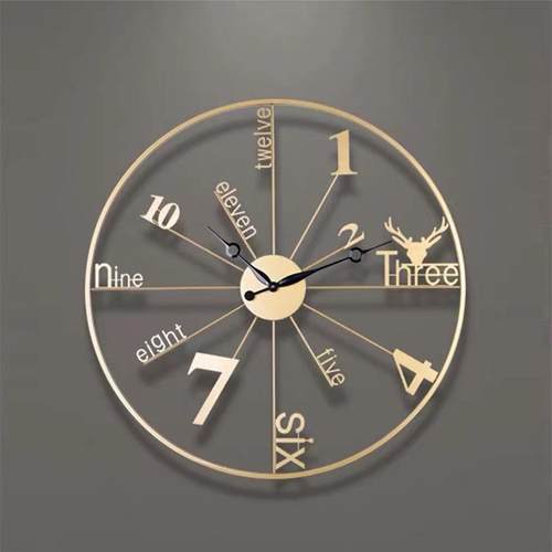 北欧轻奢铁艺挂钟客厅创意时尚挂表不规则数字静音挂墙钟