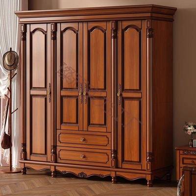 徘徊生活美式实木衣柜复古对开门三门四门衣