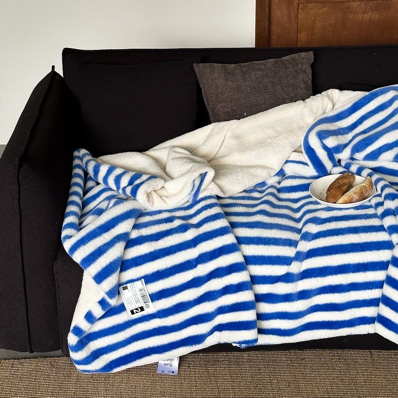 秋冬季兔兔皮草毯双面毛毯子多功能休闲毯沙发盖毯露营旅行毯简约