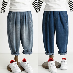 儿童纯棉牛仔裤 童装 男童女童帅气宽松哈伦裤 春秋 老爹裤 软牛仔