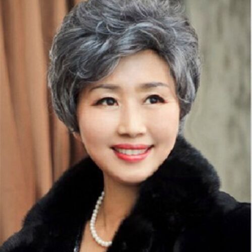 中老年花白假发 女 送妈妈 表演老太太老奶奶短卷发 舞台用有大号