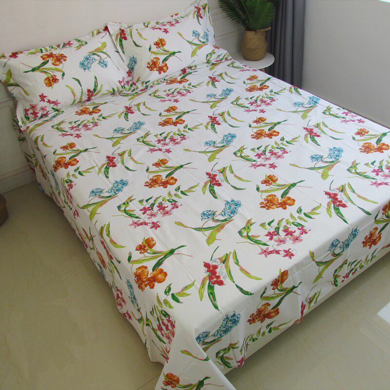 加厚老粗布床单三件套 小帆布床单枕套纯棉双人睡单不起球 多花色