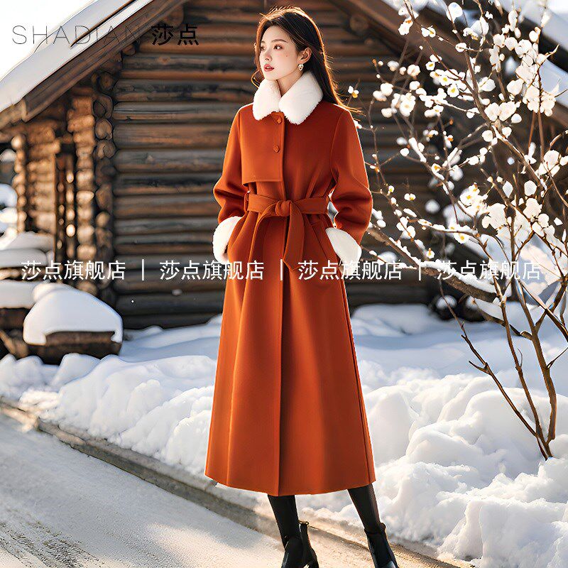 新款减龄冬季毛呢大衣高级感加绒女长款外套韩系加厚保暖呢子棉服