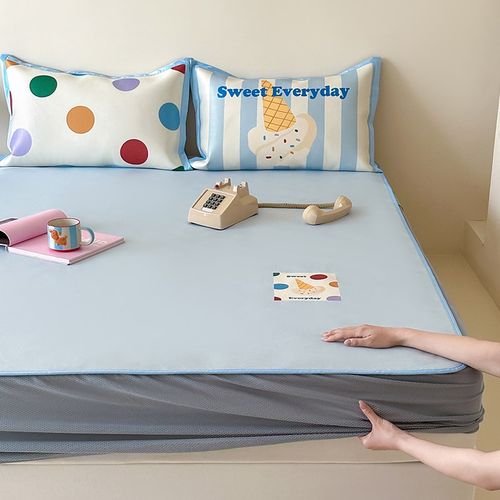 A类卡通少女心冰藤凉席冰淇淋可爱夏季冰丝席双人空调软席可水洗