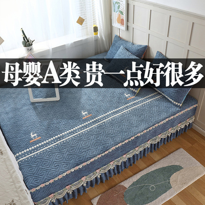 牛奶绒榻榻米床盖2022新款防滑床罩夹棉床单定制宝宝绒大炕三件套