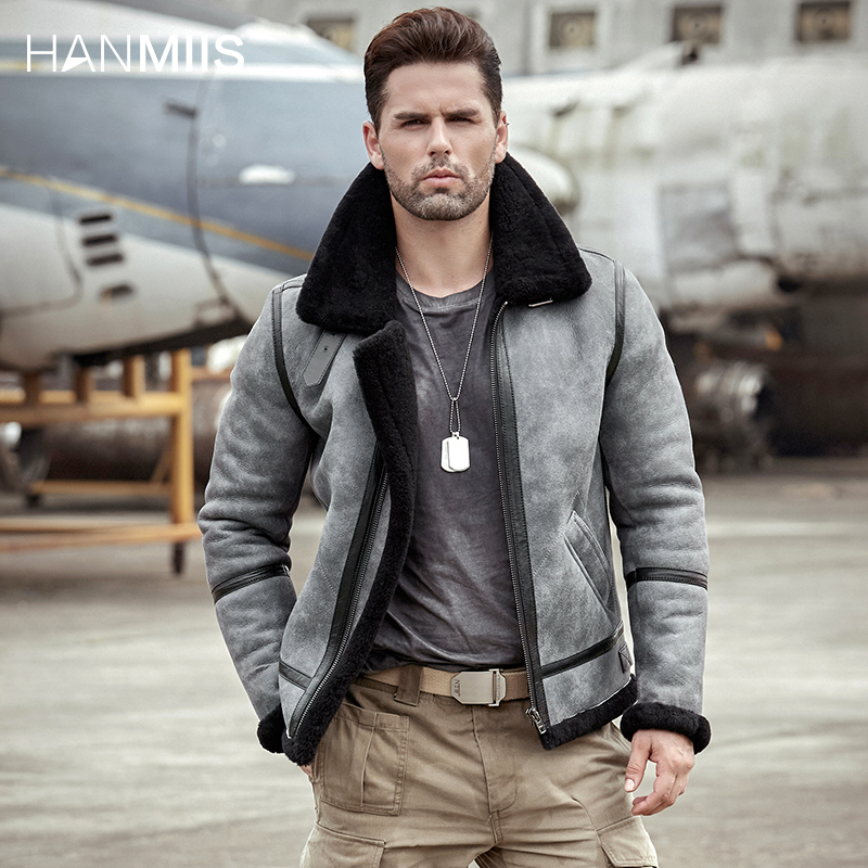 B3空军飞行夹克真皮衣男皮草外套
