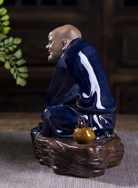 静观罗汉 石湾陶瓷公仔 书房书桌客厅电视柜装饰摆件 家居饰品