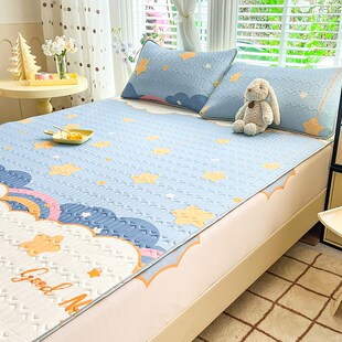 夏天1.35米乳胶凉席床笠款定做榻榻米冰丝软凉席150x190cm可机洗