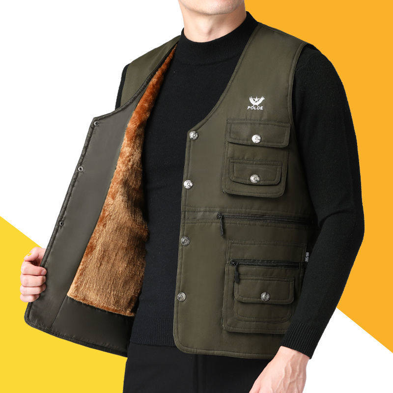 春秋单衣新款中老年男士马甲坎肩加绒多口袋休闲大码爸爸保暖背心,男装,常规马甲,淘宝优惠券,粉丝福利购,淘宝优惠卷