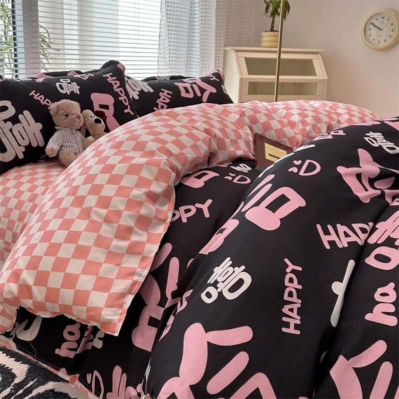 国潮风四件套男女生个性全棉纯棉床上用品大学生宿舍单双人三件套