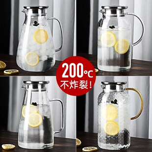 冷水壶耐高温玻璃水壶家用凉白开水杯大容量泡茶壶套装夏季果汁壶