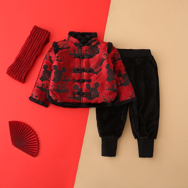 儿童唐装新年衣拜年服夹棉加厚汉服男孩帅气古棉袄外套加绒收脚裤,童装/婴儿装/亲子装,唐装,淘宝优惠券,粉丝福利购,淘宝优惠卷