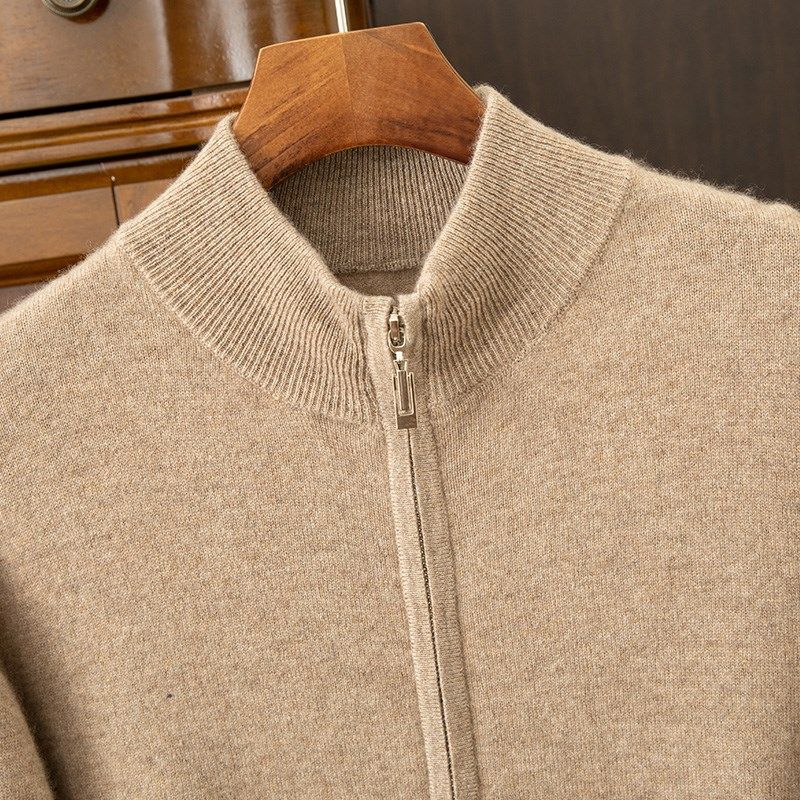 2024秋冬新款男士纯羊绒衫立领针织开衫外套休闲毛衣拉链上衣男装,男装,羊绒开衫,淘宝优惠券,粉丝福利购,淘宝优惠卷