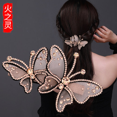 发夹后脑勺网红2020年新款夹子头饰韩国水钻顶夹发卡女发饰弹簧夹