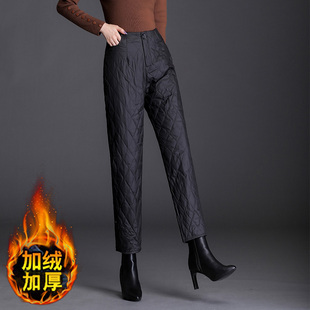 保暖中年妈妈休闲裤 加厚女士直筒裤 2025冬季 外穿时尚 新款 羽绒棉裤