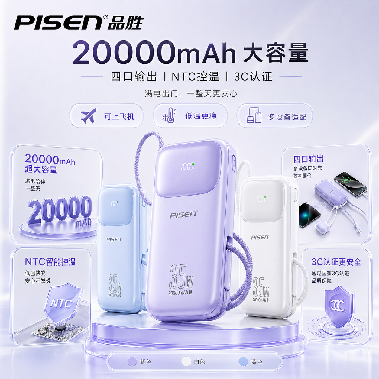 品胜彩豆三代2万毫安双线快充