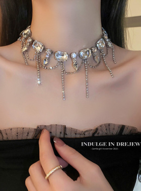 项链女轻奢小众夏季高级设计感夸张水钻锁骨链颈链礼服辣妹配饰潮