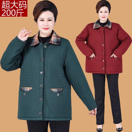 胖老年人加肥加大码妈妈棉服女老太太棉袄奶奶冬装外套200斤棉衣