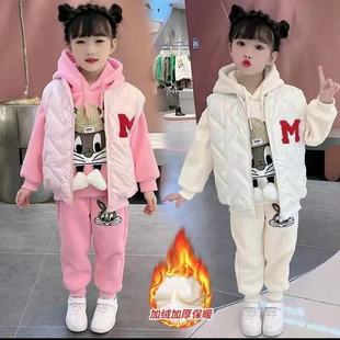 女童秋冬装网红三件套3新款4儿童洋派5女孩7加绒加厚9岁卫衣8套装