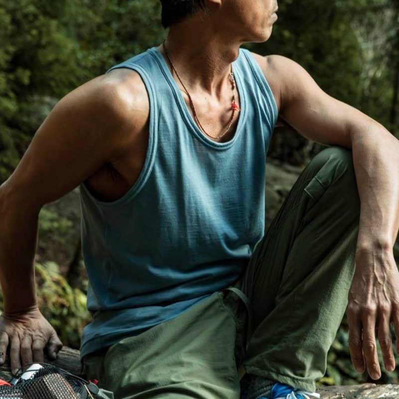灰壳男士户外夏季美利奴羊毛速干衣吸湿排汗背心美丽诺运动上衣