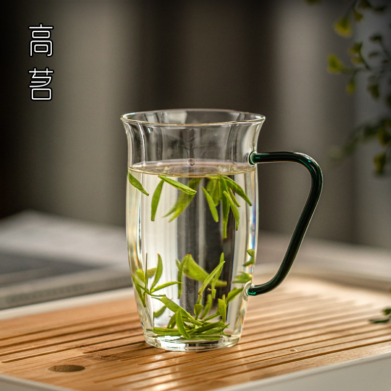 耐热玻璃茶杯带把茶楼专用绿茶杯子2022新款水杯女高颜值家用泡茶图片