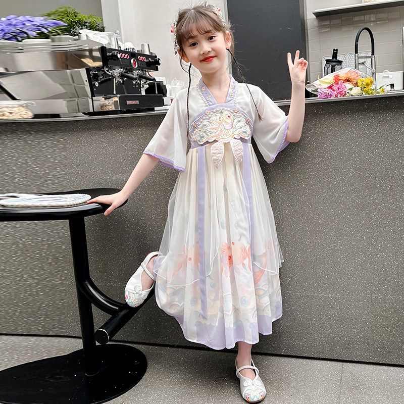女童汉服连衣裙夏装2024新款儿童夏季中国风公主裙子女孩古装襦裙