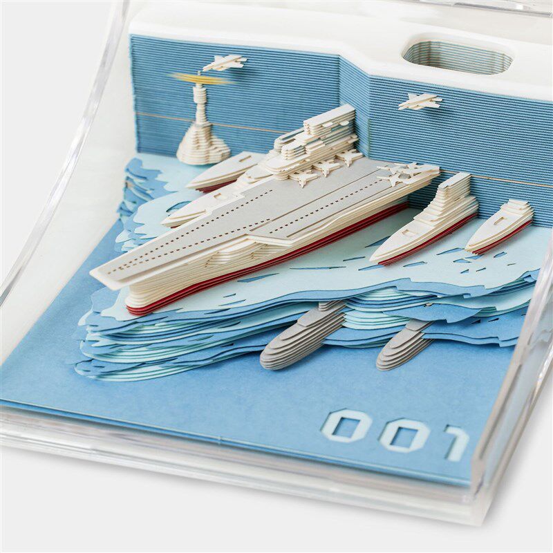 便签纸可撕3d立体便签创意桌面摆件辽宁号航母纸雕摆件文创礼物