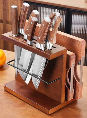 实木刀架刀座置物架台面2024新款厨房家用防霉菜刀收纳架砧板架