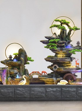 户外假山流水喷泉循环水景庭院花园露台大型鱼池造景装饰布置摆件