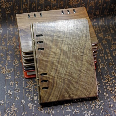 实木A5活页笔记本胡桃木质手账复古硬皮手工高档本子实木一物一图