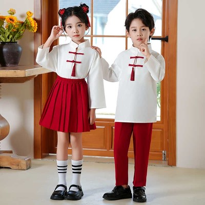 十一国庆节中国风演出男女大合唱幼儿园校班服朗诵小学生表演服装