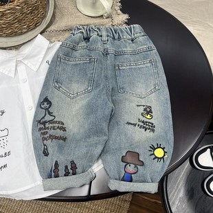 宽松大pp长裤 宝宝牛仔裤 男童纯棉牛仔婴幼儿小童秋装 薄款 子春秋季