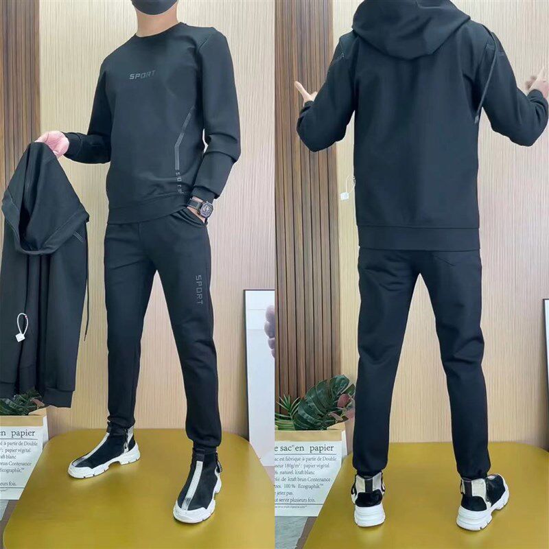 T819秋冬潮牌加绒运动三件套男士运动套装运动服卫衣长裤连帽外套,男装,休闲运动套装,淘宝优惠券,粉丝福利购,淘宝优惠卷