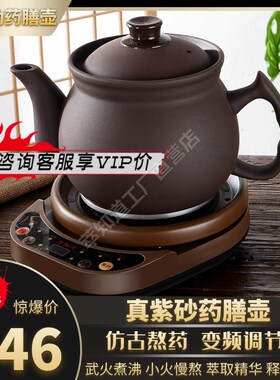 紫砂中药电煎壶全自动熬药老式专门煮药砂锅的瓦罐子插电电动家用