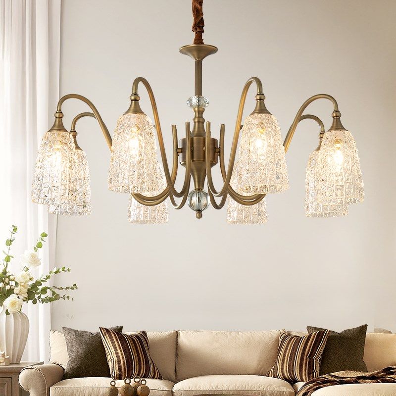 法式轻奢客厅吊灯美式复古水晶灯欧式简约卧室主灯餐厅灯全铜灯具,家装灯饰光源,客厅吊灯,淘宝优惠券,粉丝福利购,淘宝优惠卷