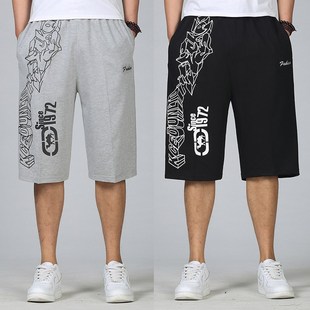 夏季 运动七分短裤 宽松八分直筒中裤 休闲7分卫裤 薄 男胖子加肥大码