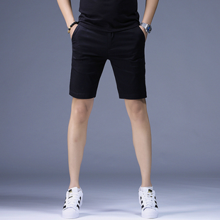 修身 潮流纯色棉质百搭中裤 直筒中腰青年薄款 夏季 男士 4分裤 五分裤