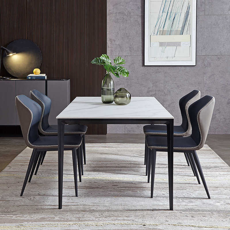意式极简岩板餐桌椅组合现代简约家用小户型长方形德利丰岩板餐桌