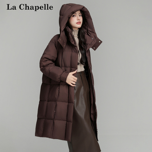 拉夏贝尔羽绒服女士新品中长款韩版时尚宽松加厚鸭绒保暖休闲外套