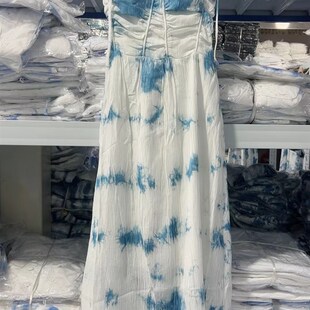 大理文艺旅拍吊带双层不规则连衣裙吊带裙草木扎染蓝染长裙女装夏