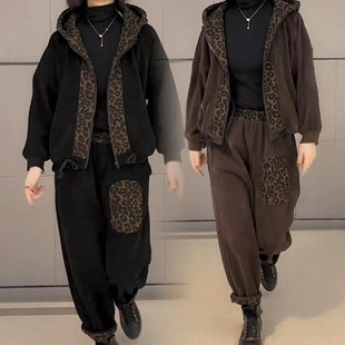 套装女冬季新款高档妈妈装70后女装两件套时尚哈伦裤套装两件套潮