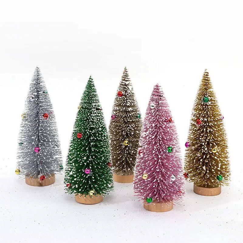 1pc 10cm/20cm Mini Christmas Tree Wooden Home Table Top Deco